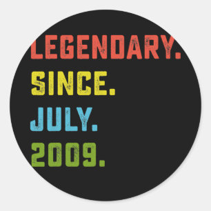 13th Birthday Gift Legendary Since July 2009 13 Classic Round Sticker