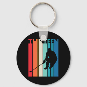 13th Birthday Gift Thirteen Vintage Hockey 13 Year Keychain