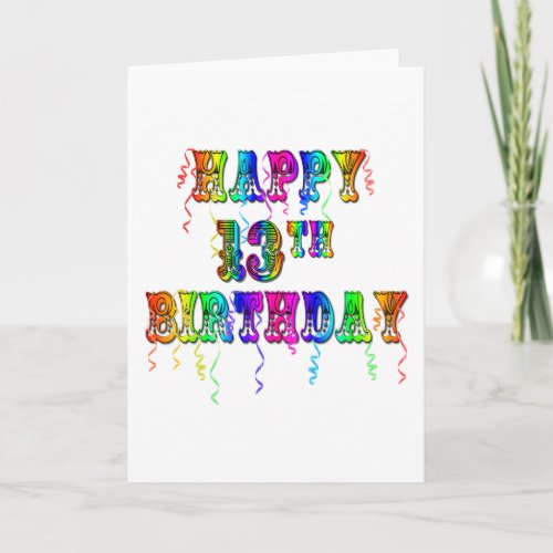 13th Birthday Gifts with Circus Balloon Font Card