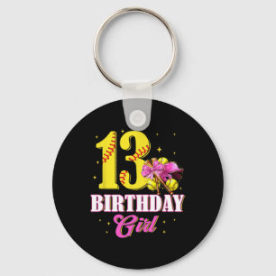 13th Birthday Girl Coquette Softll Bow 10 Year Old Keychain