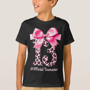 13th Birthday Girl Nk Coquette Bow Leopard 13 Year T-Shirt