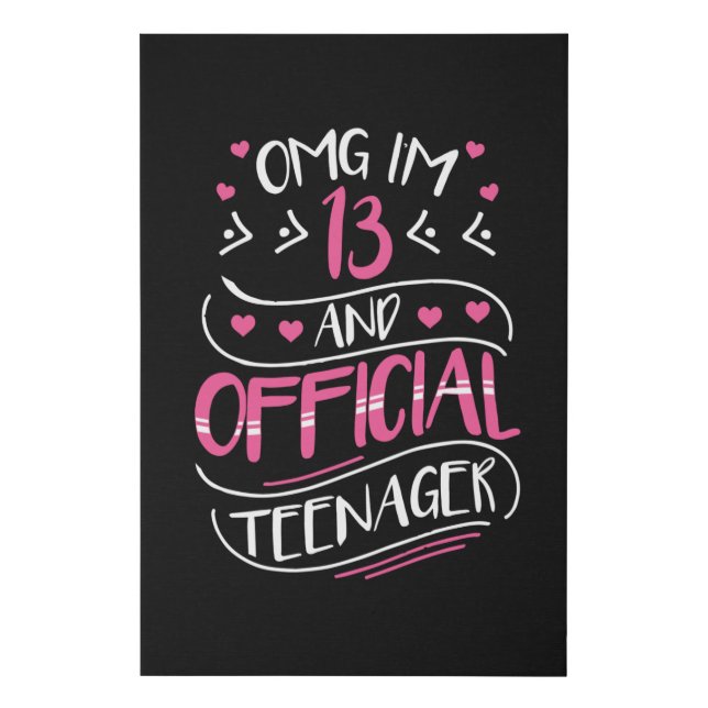 13th Birthday Girl Official Teenager Faux Canvas Print (Front)
