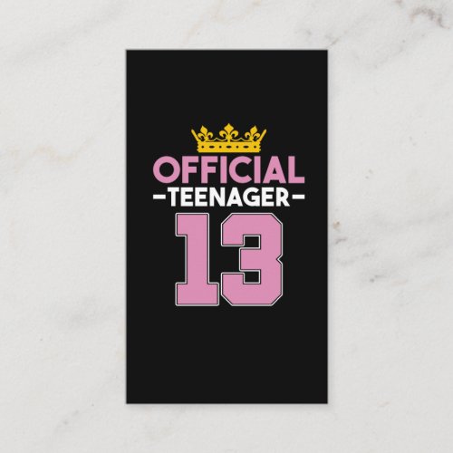 13th Birthday Girl Princess Official Teenager Business Card