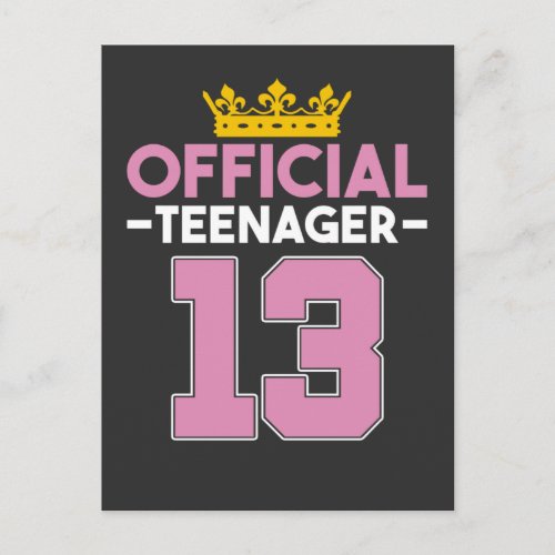 13th Birthday Girl Princess Official Teenager Postcard