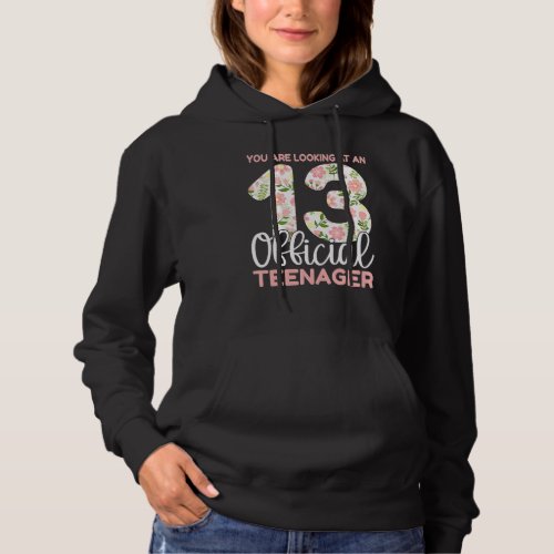 13th Birthday Girls 13 Years Floral Teenager Birth Hoodie