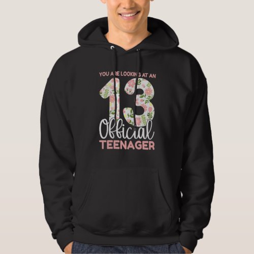 13th Birthday Girls 13 Years Floral Teenager Birth Hoodie