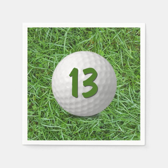 13th Birthday Golf Ball on Grass  Napkins (Front)