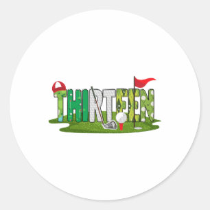 13th Birthday Golf Theme 13 Year Old Kids Sport Pa Classic Round Sticker