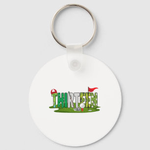 13th Birthday Golf Theme 13 Year Old Kids Sport Pa Keychain