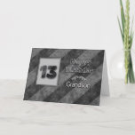 13th BIRTHDAY, Grandson, Grunge Gray Stripes Card<br><div class="desc">Similar image available for invitations ages 13, 16, 18 and 21.  Also for birthday greetings in same categories but for specific titles i.e. son,  grandson and dude. Faux texture gives it a slight grunge effect.</div>