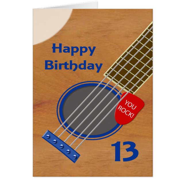 13th Birthday Guitar Player Birthday Cards (Front)