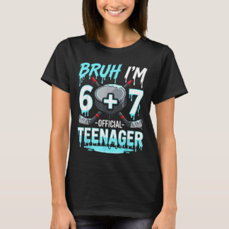 13th Birthday Hockey Bro 6 Plus 7 Drip 13 Years T-Shirt