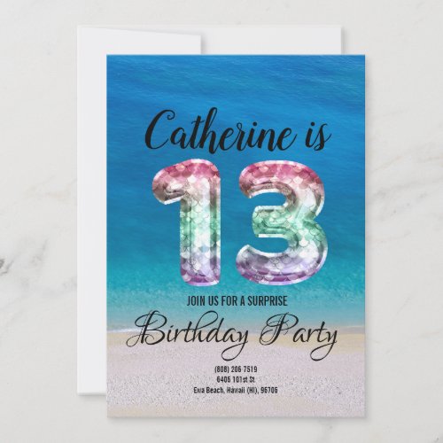 13th birthday invitation