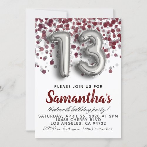 13th Birthday Invitation