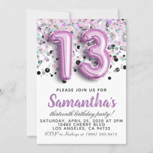 13th Birthday Invitation