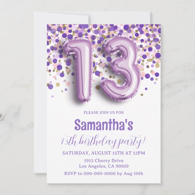 13th Birthday Invitation (Front)