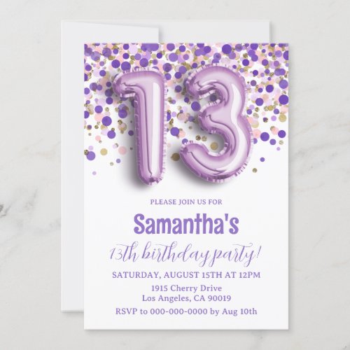 13th Birthday Invitation