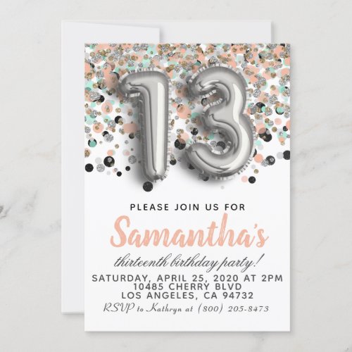 13th Birthday Invitation