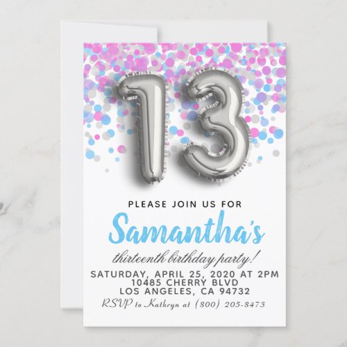 13th Birthday Invitation