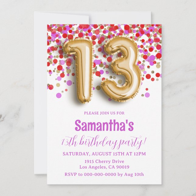 13th Birthday Invitation (Front)