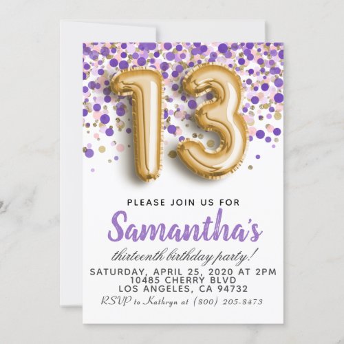 13th Birthday Invitation