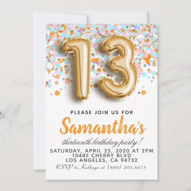 13th Birthday Invitation (Front)