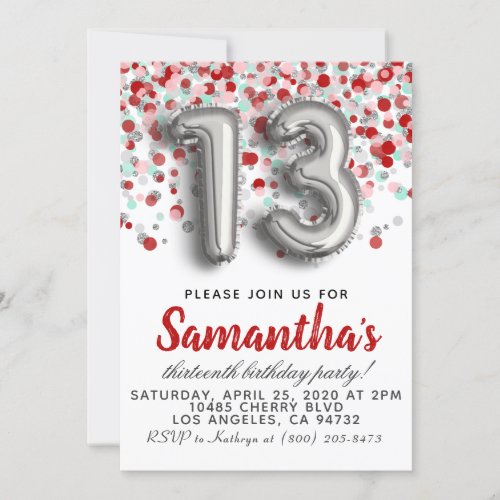 13th Birthday Invitation