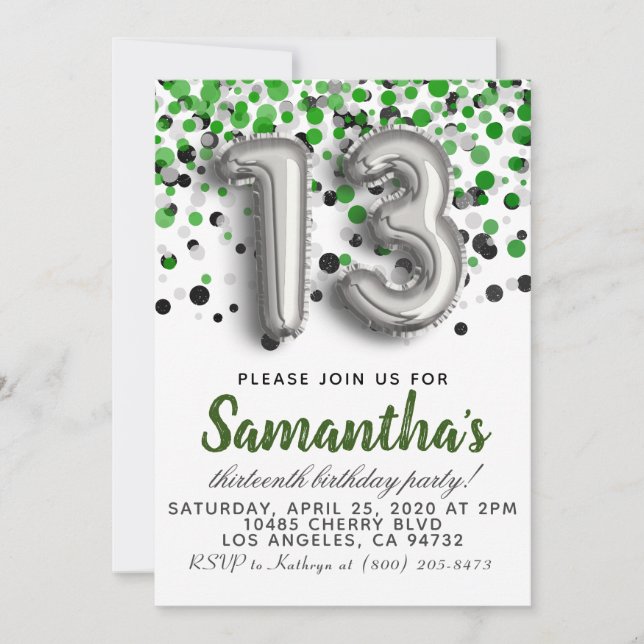 13th Birthday Invitation (Front)