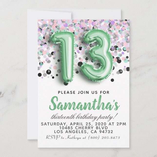 13th Birthday Invitation (Front)