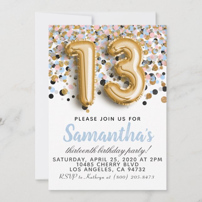 13th Birthday Invitation (Front)