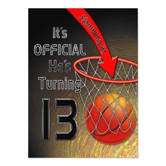 13th birthday invitation boy slam dunk card zazzle com 13th birthday invitations for boys