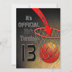 13th Birthday  INVITATION- Boy - SLAM DUNK Invitation