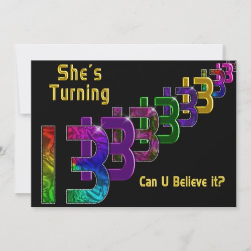 13th Birthday Invitation - Girl - Numbers