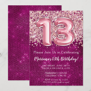 Girls 13th Birthday Invitations & Invitation Templates | Zazzle