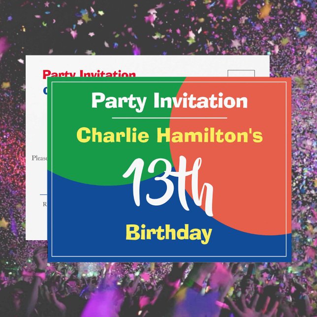 13th Birthday Invitation Postcard (Creator Uploaded)