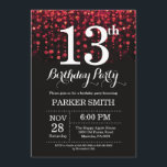 13th Birthday Invitation Red Glitter<br><div class="desc">13th Birthday Invitation with Red String Lights with Red Glitter Background. Red Birthday. Kids Birthday. Boy or Girl Bday Invite. 13th 15th 16th 18th 20th 21st 30th 40th 50th 60th 70th 80th 90th 100th, Any age. For further customization, please click the "Customize it" button and use our design tool to...</div>