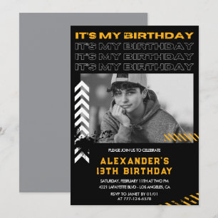 13th birthday invitations boy Photo Spray paint