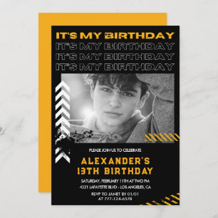 13th birthday invitations boy Photo Spray paint