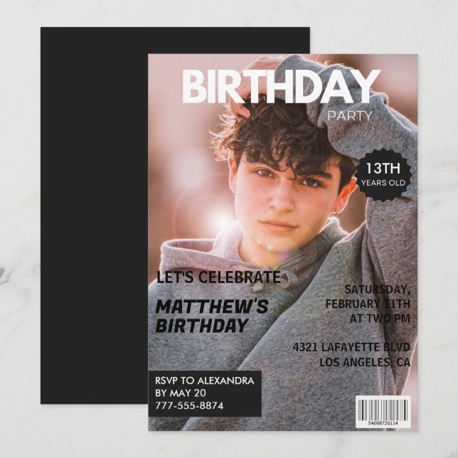 13th birthday invitations for him Magazine Cover (Front/Back)