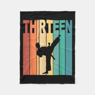13th Birthday Karate Taekwondo Theme 13 Year Old Fleece Blanket