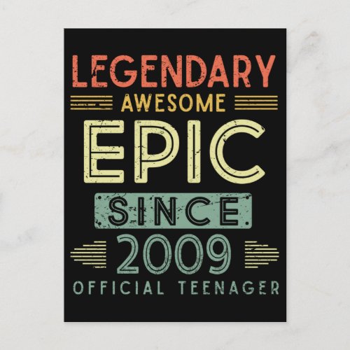 13th Birthday Legendary 2009 Official Teenager Postcard