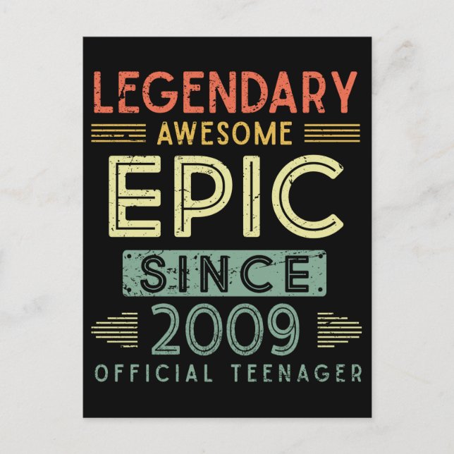 13th Birthday Legendary 2009 Official Teenager Postcard (Front)