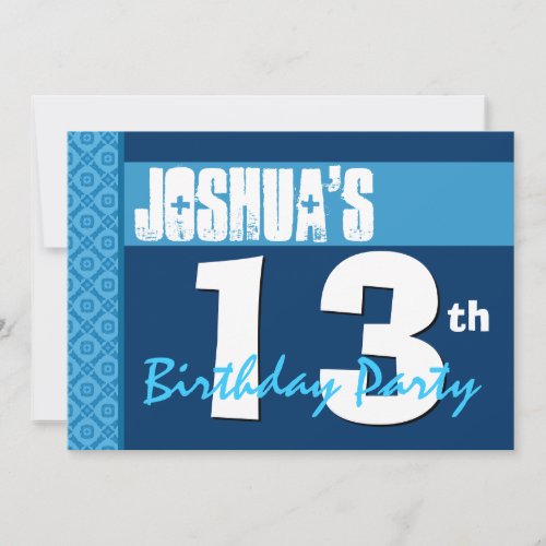 13th Birthday Modern Blue X210 Custom Invites