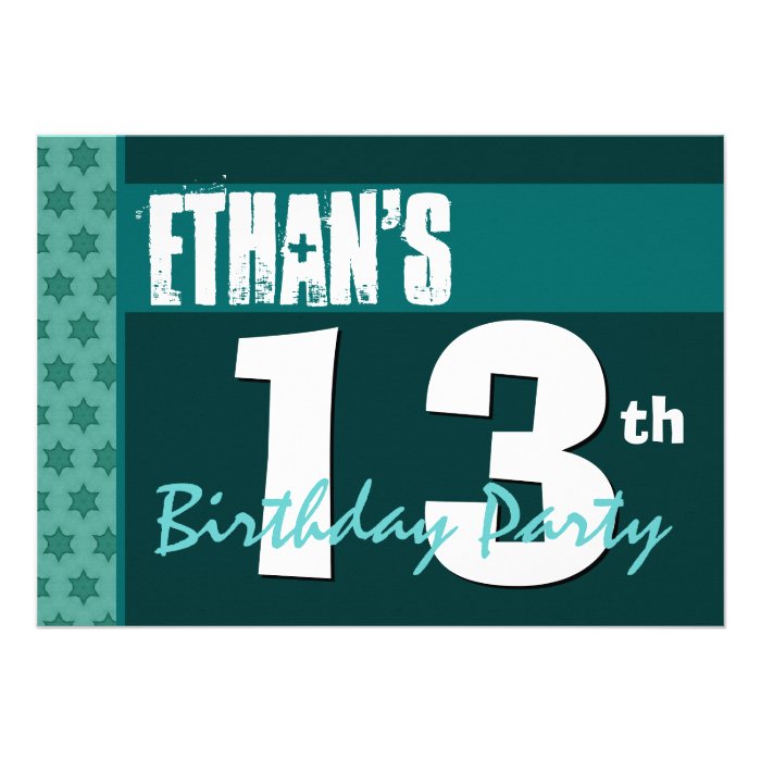 13th Birthday Modern For Him Green X208 Custom Invitations