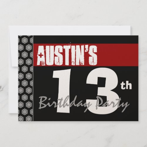 13th Birthday Modern For Him Red White Black W667 Cards