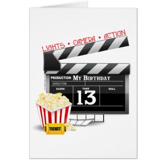 13th Birthday Movie Party Greeting Card