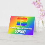 [ Thumbnail: 13th Birthday: Multicolored Rainbow Pattern # 13 Card ]