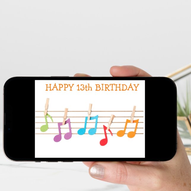 **13th BIRTHDAY** MUSICAL NOTES BIRTHDAY WISHES (Front Digital)