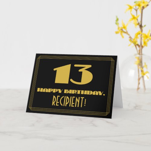 13th Birthday Name  Art Deco Inspired Look 13 Card