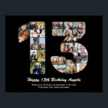 13th Birthday Number 13 Custom Photo Collage Poster<br><div class="desc">Mark years of wonderful memories and adventures with this captivating 13th Birthday Number Photo Collage. This customizable template is the perfect blend of creativity and sentiment, allowing you to create a truly memorable and personalized gift for your loved one's special day. Capture the essence of incredible years in a single...</div>